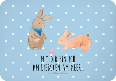 Produktbild von Mr. & Mrs. Panda Kühlschrankmagnet Hasen Muschel - Blau Pastell - Geschenk, haftmagnet, whiteboardmagnet, magnet, Best Friends, Freundin, Muttertag, Strand, BFF, Meer