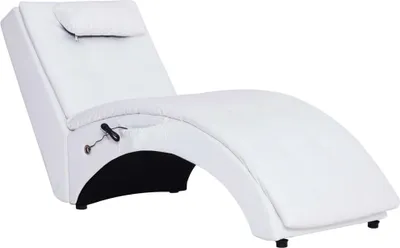 Image de Chaise longue de massage avec coussin Blanc Similicuir