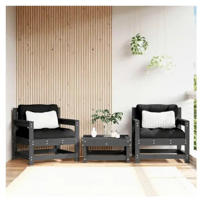 Produktbild von Gartenstühle mit Kissen 2 Stück, Grau, Massivholz Kiefer, Hochlehner, Campingstühle, Wetterfester Stuhl
