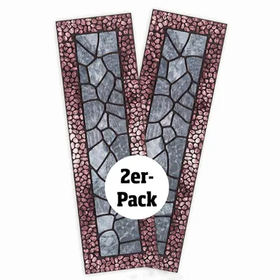 Produktbild von EUROtops Trittschutzmatte 2er-Pack – Fußmatte im zweifarbigen Mosaik-Dessin, Rutschfeste Stufenmatte für Draußen, Anthrazit/Terrakotta