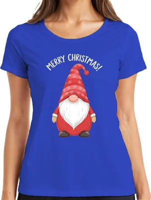 Produktbild von Merry Christmas! Weihnachtsgnom Wichtel Weihnachten Schneeflocken Damen T-Shirt, Blau, XXL