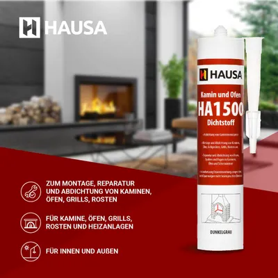 Produktbild von HAUSA Kamin Ofen Dichtstoff HA1500 hitzebeständige Dichtmasse 1500°C 310ml