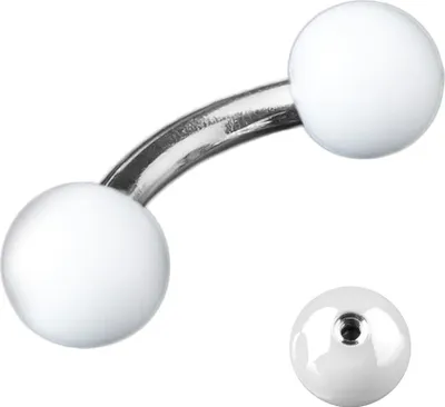 Produktbild von viva-adorno 1,2 x 5mm Micro Piercing Banane Augenbrauenpiercing 316L Chirurgenstahl Stahlkugeln glänzend emailliert Z372, weiß