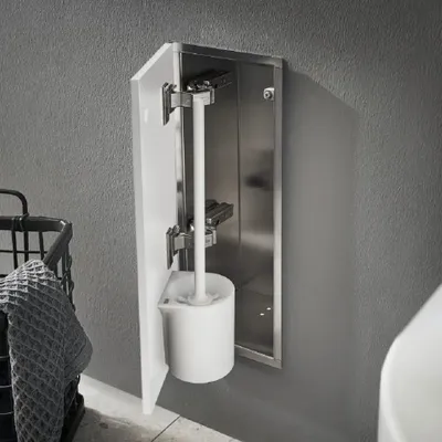 Produktbild von emco asis module pure Toilettenbürstengarnitur-Modul, Unterputz, Anschlag links, Holzfront, 435x170mm, 975551304