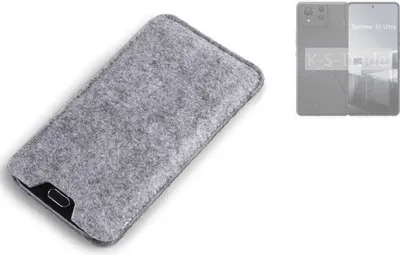 Produktbild von K-S-Trade Filz Handyhülle kompatibel mit Asus Zenfone 11 Ultra Schutzhülle Filztasche Filz Tasche Case Sleeve Handy Hülle Filzhülle grau