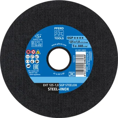 Obrázok produktu pre PFERD 61331421, Rezací disk, Nerezová oceľ, Oceľ, 12,5 cm, Každá značka, Plochý stred, 2,22 cm