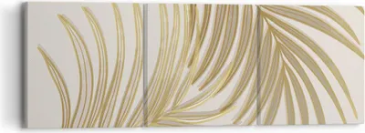 Produktbild von Bild auf Leinwand - Leinwandbild - 3 Teile - Golden Blätter Palmen - 90x30cm - Wand Bild - Wanddeko - Wandbilder - Leinwanddruck - Bilder - Wanddekoration - Leinwand bilder - Wandbild - CA90x30-4738