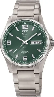 ETT Eco Tech Time EGT-11603-81M Funk-Solar Herrenuhr Everest Gents Titan/Grün 1