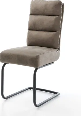 Produktbild von Schwingstuhl Pela-Flex Freischwinger rund Schwarz Mikrofaser Taupe Vintage Taschenfederkern