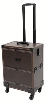 Immagine prodotto di Trolley per trucchi, beauty case su ruote con 6 scomparti e serratura, color marrone