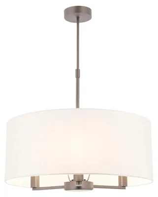 Immagine prodotto di Lampada a sospensione con paralume DALEY bianco-argento 3xE14x15W in metallo, dimensioni: 65,5x50x50 cm, IP20, Endon