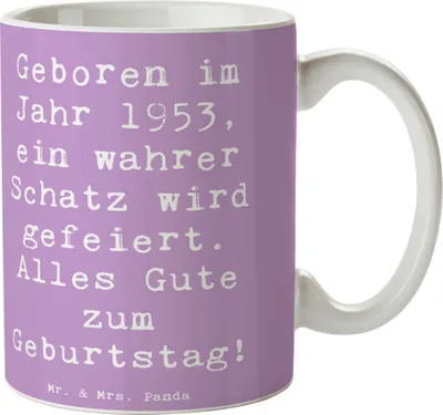 Produktbild von Mr. & Mrs. Panda Tasse Spruch 1953 Geburtstag Schatz - Lavendeltraum - Geschenk, Geburtsjahr, besondere Persönlichkeit, besond eres Jahr, Becher, 70., Glückwunsch, mit