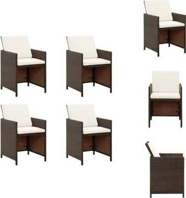 Produktbild von vidaXL Gartenstühle mit Kissen 4 Stk. Poly Rattan Braun -  Gartenstühle