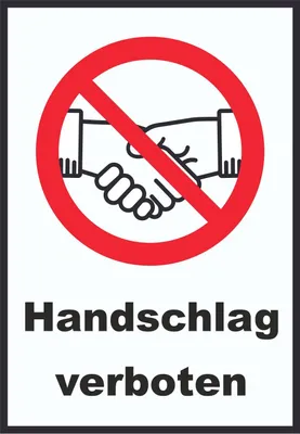 Produktbild von Handschlag verboten Schild kein Händeschütteln Symbol und Text Schild A2 (420x594mm)