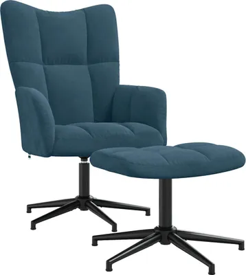 Produktbild von vidaXL Relaxsessel mit Hocker Blau Samt