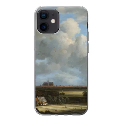 Produktbild von MuchoWow® Handyhülle Schutzhülle Hülle für iPhone 12 Ansicht von Haarlem mit Tribüne - Gemälde von Jacob van Ruisdael Silikon Softcase Handy Hülle - Schutzhülle