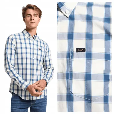 Immagine prodotto di Lee | Camicia da uomo a bottoni, modello Button Down, Orion, blu scuro a quadri, in cotone, taglia S