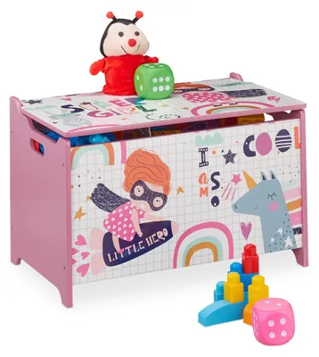 Produktbild von Aufbewahrungsbox für Spielzeug mit Deckel für Kinder in Rosa/Weiß