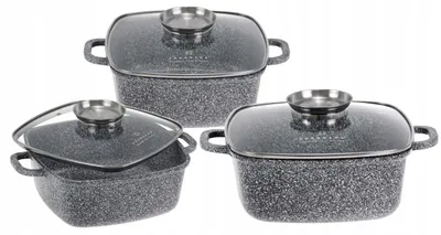 Produktbild von Edenberg EB-8030 Topfset Marmorbeschichtung Induktion Quadratisch