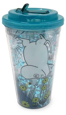 Doppelwandiger Becher mit Deckel & Strohhalm, 500 ml, unzerbrechlich