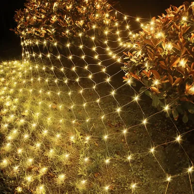 Obrázek produktu pro 1.5x1,5M 120LEDs světelná síť 8 světelných režimů pohádková světla vánoční světelná opona strana zahradní dekorace, teplá bílá