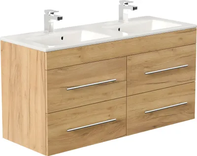 Produktbild von Badmöbel Doppel-Waschplatz "Homeline 120" Eiche Gold