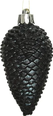 Produktbild von Christbaumschmuck Zapfen 8cm Kunststoff 6 Stück - Schwarz