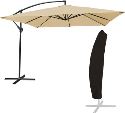Image de Parasol déporté MOLOKAI carré 2,7x2,7m beige + housse