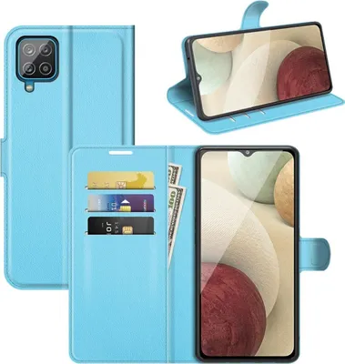 Image de Étui König Design compatible avec le Samsung Galaxy A22 4G - Étui en similicuir pour téléphone portable - Étui bleu