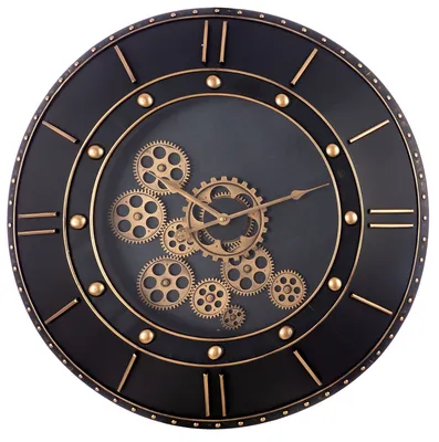 Zdjęcie produktu dla Casablanca Wanduhr, rund, "Columbia", Zahnrädermotiv, Metall, schwarz, , L. 9,3 cm, D. 59,5 cm 51326