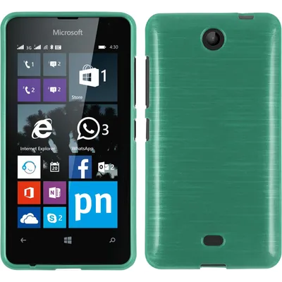 Produktbild von PhoneNatic Case kompatibel mit Microsoft Lumia 430 Dual - grün Silikon Hülle brushed + 2 Schutzfolien