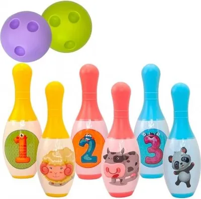 Produktbild von WOOPIE Kinder-Kegelspiel „Tiere und Zahlen“, 8-teilig