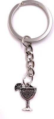 Produktbild von Onwomania Schlüsselanhänger Edles Getränk Cocktail Glas silber Metall Anhänger Charm