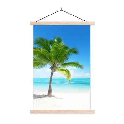 Produktbild von MuchoWow® Textilposter Palme - Strand - Meer - Sommer 60x90 cm mit holzfarbenen Rahmen - Textil