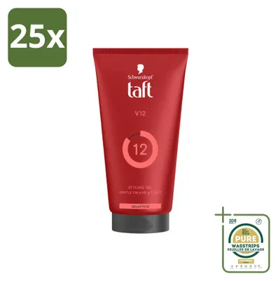 Imagen del producto de 25 unidades de Taft Power Gel V12 Turbo, fijación fuerte, 150 ml, pack ahorro