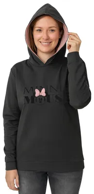 Produktbild von Disney Minnie Mouse Kapuzenpullover für Damen Hoodie Sweatshirt Pullover langärmlig Grau L