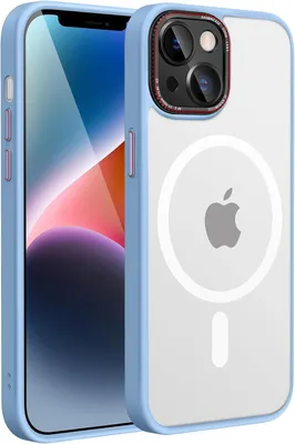 Obrázok produktu pre Puzdro na Apple iPhone 14, modré, priehľadná zadná strana + MagSafe