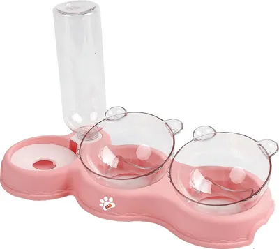 Obrázek produktu pro Ortopedická dvojitá miska pro kočky s automatickým doplňováním vody, Linomag®, 500 ml, 37x24x15 cm, růžová