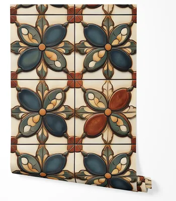 Produktbild von Selbstklebende Tapete Möbelfolie Fliesenoptik Bunt Ornament Blumenmuster Vintage 3D Azulejos Mediterran Tapete Wohnzimmer Schlafzimmer Flur Küche Abwaschbar 10m x 0,5m
