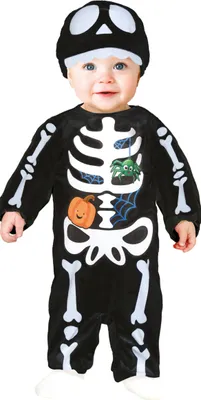 Immagine prodotto di Scheletro Avventura Halloween Vestiti Zucca Reti Ragno Costume Spaventoso Spettrale Teschio Due Pezzi Bambini Festa Nero Bianco, Taglia: 74/80 Colore: Nero