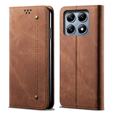 Obrázek produktu pro Pouzdro pro Xiaomi 14T Pro, Kožené Peněženkové Pouzdro s Magnetickým Uzavíráním a Stojánkem hnědé