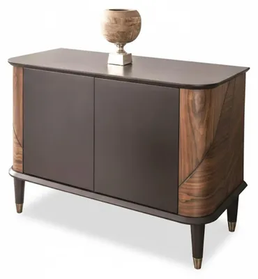 Image de Table d'appoint luxueuse, style minimaliste, motif en V, marron