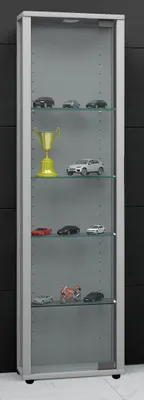 Produktbild von VCM Glasvitrine stehend | Vitrine Glas mit ESG-Sicherheitsglas | Maße ca. H. 115 x B. 33 x T. 18 cm | Standvitrine Glas | Modern und platzsparend | Glas Vitrinenschrank – Edana Mini