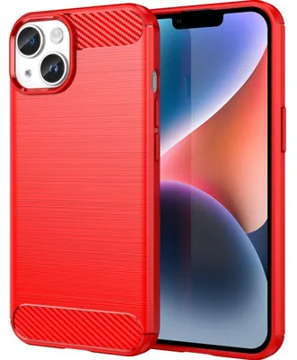 Produktbild von Mobigear Brushed Slim iPhone 15 Schutzhülle, flexibles TPU-Rückseitenetui – Rot