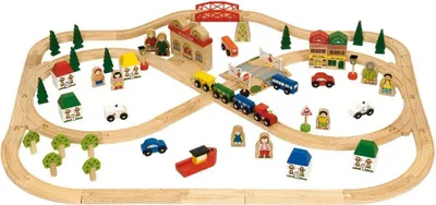 Image de Bigjigs Rail Train en bois Ville et village 91 pièces