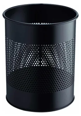 Immagine prodotto di DURABLE Cestino cilindrico in metallo 15L con perforazione decorativa 165 mm, Nero, 331001