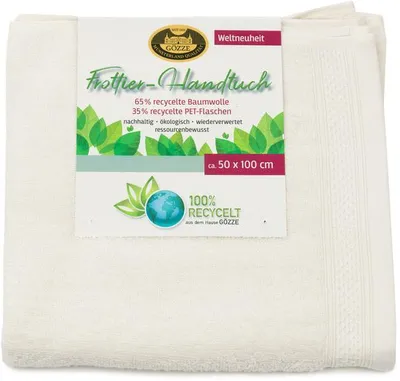 Produktbild von GÖZZE Frottierserie aus recycelten Materialien weiches saugfähiges nachhaltiges Duschtuch Creme 70 x 140 cm