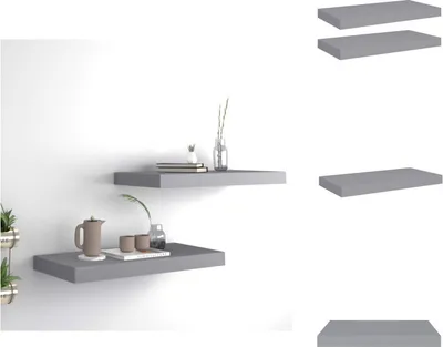 Image de vidaXL Étagères flottantes 2 pcs. Gris 50x23x3,8 cm MDF - Étagères murales