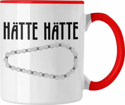 Produktbild von Trendation - Hätte Hätte Fahrradkette Tasse Geschenk für Rad-Fahrer Fahrradfahrer Geschenkidee Lustiger Spruch (Rot)