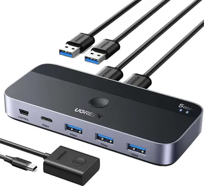 Productafbeelding van UGREEN USB 3.0 Verdelingsschakelaar: 2 ingangen, 4 uitgangen